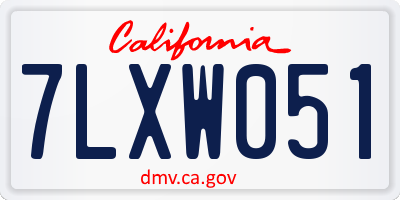 CA license plate 7LXW051