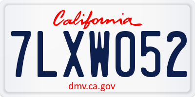 CA license plate 7LXW052