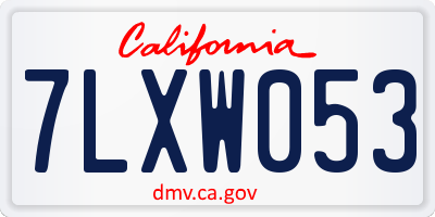 CA license plate 7LXW053