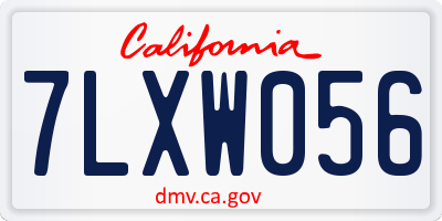 CA license plate 7LXW056