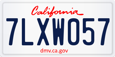 CA license plate 7LXW057