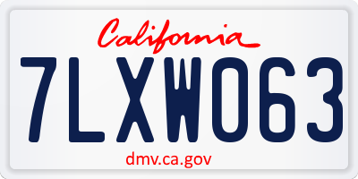CA license plate 7LXW063