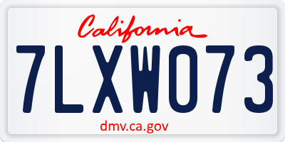 CA license plate 7LXW073
