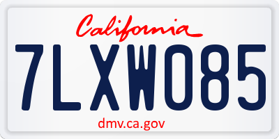 CA license plate 7LXW085