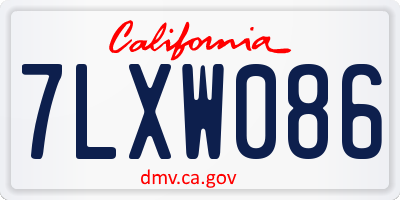 CA license plate 7LXW086