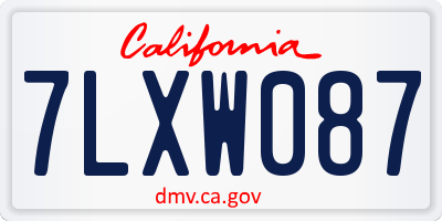 CA license plate 7LXW087