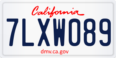 CA license plate 7LXW089