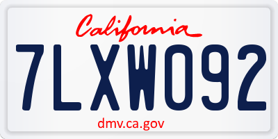 CA license plate 7LXW092