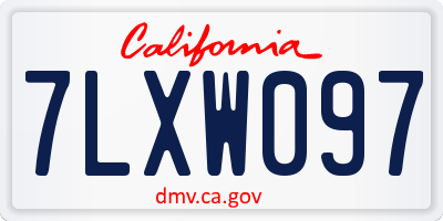 CA license plate 7LXW097