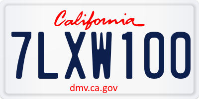 CA license plate 7LXW100