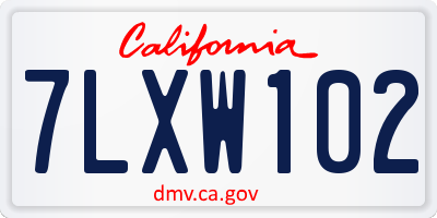 CA license plate 7LXW102