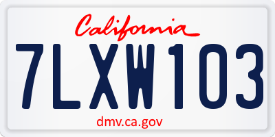 CA license plate 7LXW103