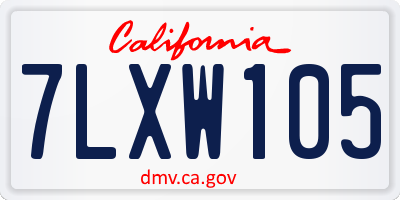 CA license plate 7LXW105