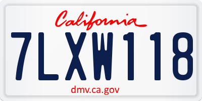 CA license plate 7LXW118