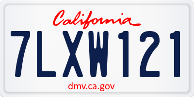 CA license plate 7LXW121