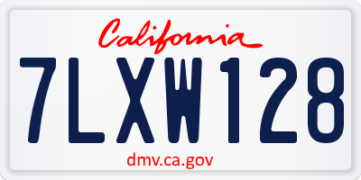 CA license plate 7LXW128