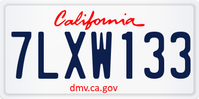 CA license plate 7LXW133