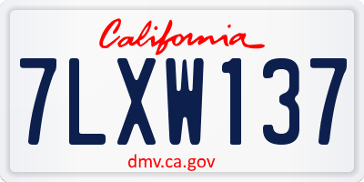 CA license plate 7LXW137