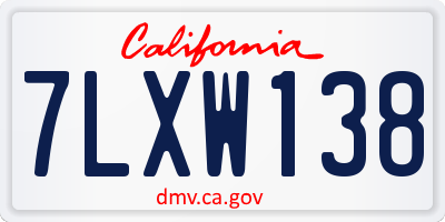 CA license plate 7LXW138