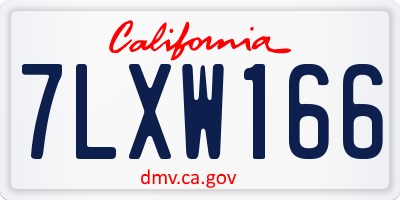 CA license plate 7LXW166
