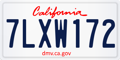 CA license plate 7LXW172