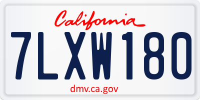 CA license plate 7LXW180