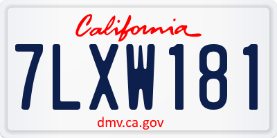 CA license plate 7LXW181