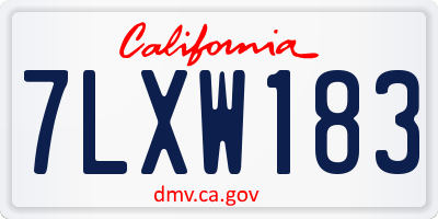 CA license plate 7LXW183