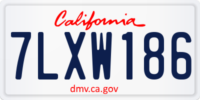CA license plate 7LXW186