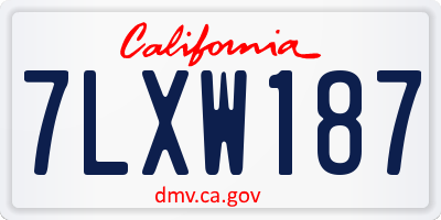 CA license plate 7LXW187