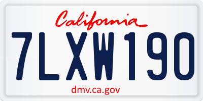 CA license plate 7LXW190