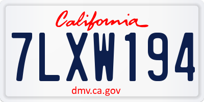 CA license plate 7LXW194