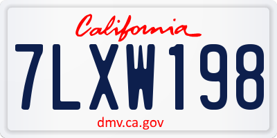 CA license plate 7LXW198