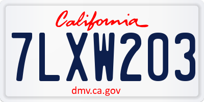 CA license plate 7LXW203