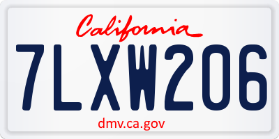 CA license plate 7LXW206
