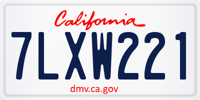 CA license plate 7LXW221