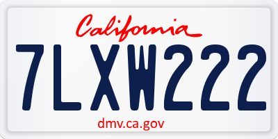 CA license plate 7LXW222
