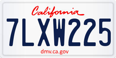 CA license plate 7LXW225