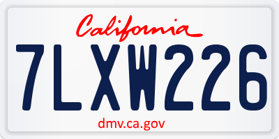 CA license plate 7LXW226