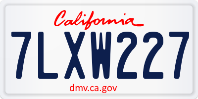 CA license plate 7LXW227