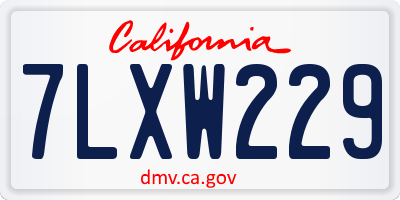 CA license plate 7LXW229