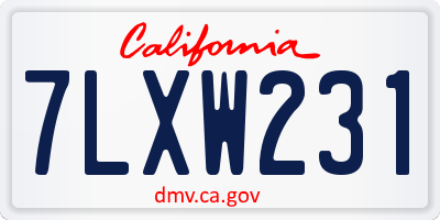 CA license plate 7LXW231