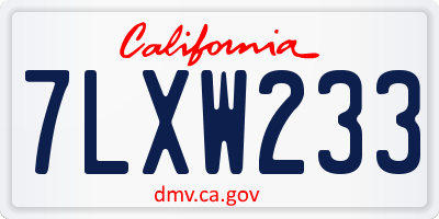 CA license plate 7LXW233