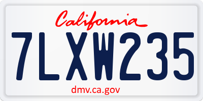CA license plate 7LXW235