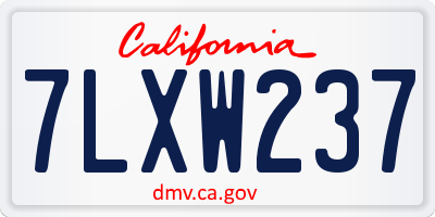CA license plate 7LXW237