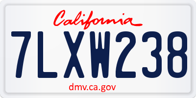 CA license plate 7LXW238