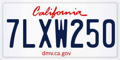 CA license plate 7LXW250