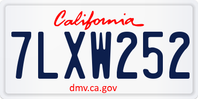CA license plate 7LXW252