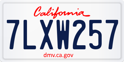 CA license plate 7LXW257