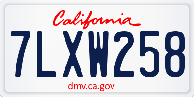 CA license plate 7LXW258